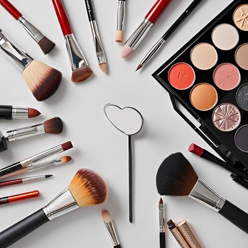 Espejo de maquillaje para extensiones de pestañas en forma de corazón miniatura 3
