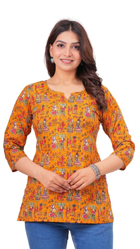 Image of SIROTA Rayon Short Top for Women | Tunic for Jeans | Western Short Kurti | Stylish Straight Ladies Kurta | Ethnic Kurta for Girls
