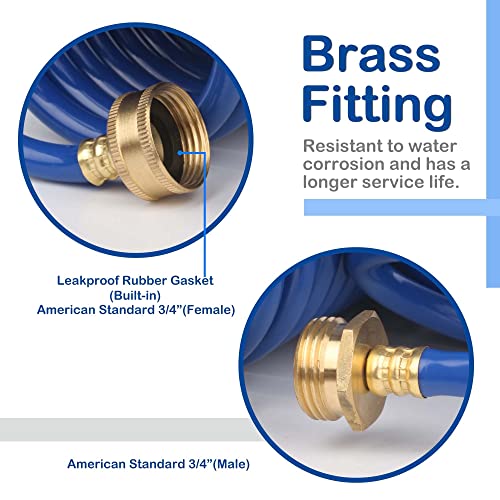Lightweight-EVA-Coil-25-FT-Garden-Hose-with-34-GHT-Solid-Brass-Fittings-Retractable-Corrosion-Resistant-Water-Hose-with-Brass-Connectors-for-Lawn-Car-Washing-25FT-Blue