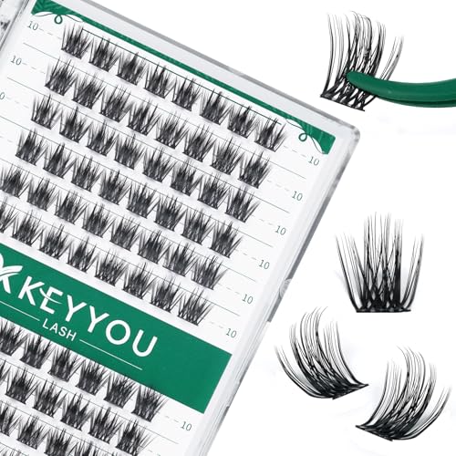 Image of Lash Clusters 96pcs Individual Lashes Y08 D Curl 10mm Cluster Lashes KEYYOU Volume Wispy Lash Extension Soft&Comfortable Easy DIY at Home(Y08 D-10mm)