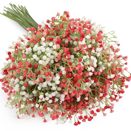 N&T NIETING Babys Breath Artificial Flowers Bulk, 15Pcs, Pink White