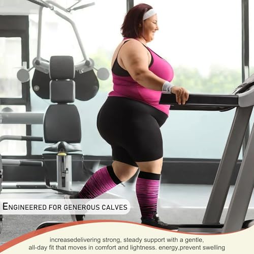 Image of Diu Life 3 Pairs Plus Size Compression Socks for Women and Men Wide Calf Extra Knee High Support for Circulation