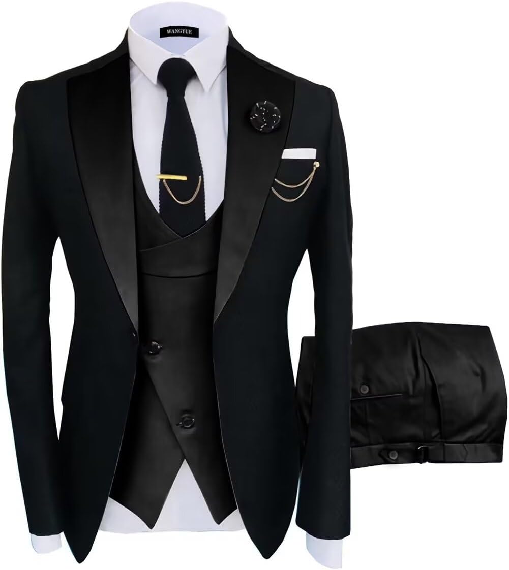 Mens Suit 3 Piece Slim Fit Suits for Men Wedding Prom Tuxedo Formal Business