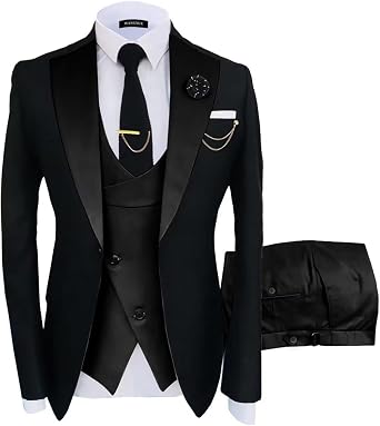 Wangyue Mens Suit 3 Piece Slim Fit Suits for Men Wedding Prom Tuxedo for Men Formal Business Suit