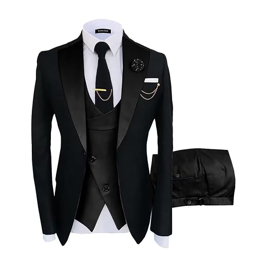 Wangyue Terno masculino de 3 peças slim fit para homens, casamento, formatura, smoking para homens, formal de negócios