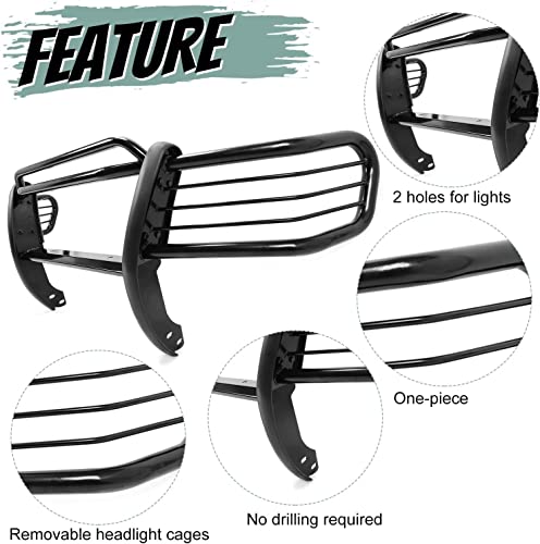 Hecasa Front Bumper Brush Guard Compatible With 1999-2004 Jeep Grand Cherokee Powder Coated Steel Grille Guard #TOP5