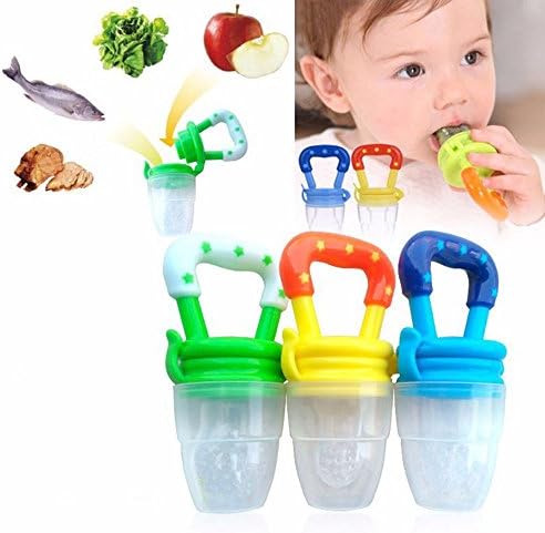 Q4U Fruit Dummy Pacifier Fresh Food/Fruit Feeder Baby Feeding Nipple Weaning Teething Nipple Teat Pacifier Teether Soother Pack of 3 Small, Medium & Large