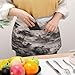 VstaDank Black And White Landscape Server Aprons with 3 Pockets Durable Adjustable Half Aprons Fashion Oil&Waterproof Waist Apron Premium Oxford Cloth Chef Apron for Women And Men