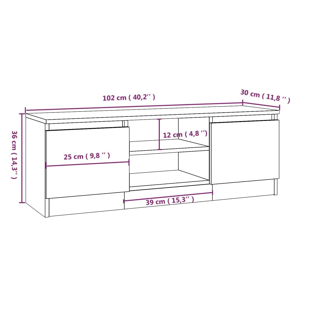 vidaXL Mobile Porta TV con Anta Bianco 102x30x36 cm, Mobile TV, Supporto TV, Mobile per unità multimediali, Mobile Porta TV, unità TV, Mobile HiFi
