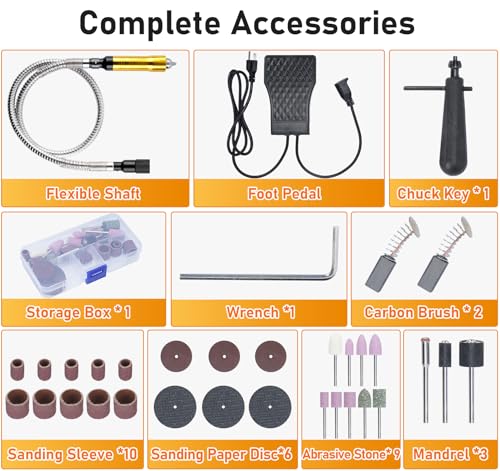 Nisorpa 1000W 30000RPM Flex Shaft Rotary Tool Hanging Grinder Carver with Stepless Speed Foot Pedal Multi-function Grinding Machine Kit with Accessories for Jewelry Polishing Grinding DIY