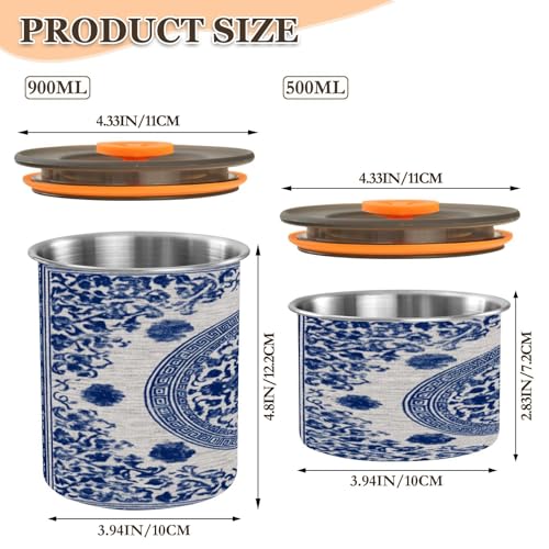 Envase hermético para café acero inox 30oz Azul Blanco miniatura 2