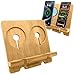 Osmudax Bamboo Dual Cell Phone Holder for iPhone/iPad, Wood Wireless Charging Station Tablet Holder Nightstand, Double Phone Holder Desktop Stand for iPhone 17/16/15/14/13/12/11 Series and Android