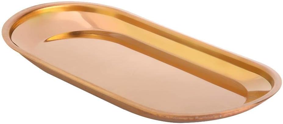 Towel Hammering Trays, Hand Hammered Metal Decorative Vanity Platter Tray, Rectangle Serving Tray, Stainless Steel Dishwasher Safe Dessert Tray For Kitchen Bathroom Counter Stora, 25x11cm(Gold - View #4