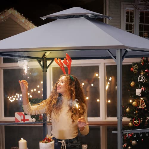 Easylee 5X8 Bbq Grill Gazebo Outdoor Double Tiered Canopy Tent, With Led Light, Uv Resistant And Waterproof Fabric (Dark Grey) #TOP7