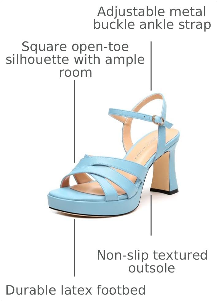 Image of Women Square Toe Platform Block Heel Sandals 3.3''