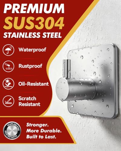 Auxmir 5 Pack Self Adhesive Hooks, Max 10kg Heavy Duty, 304 Stainless Steel - Image 3