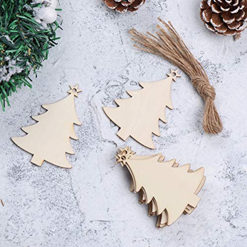WINOMO 50 peças de ornamentos de Natal de madeira inacabados árvore de Natal recortes de madeira eti