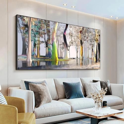 Œuvre d'art moderne grand arbre coloré affiche paysage esthétique déco maison 90x180cm