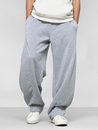 LuminBlaze Men’s Baggy Sweatpants with Elastic Drawstring Waist, Breathable Wide-Leg Casual Loose Cotton Joggers Deep Pockets Grey