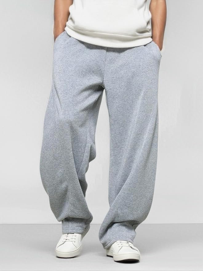 Men’s Baggy Sweatpants with Elastic Drawstring Waist, Wide-Leg Casual Loose Cotton Joggers with Deep Pockets3
