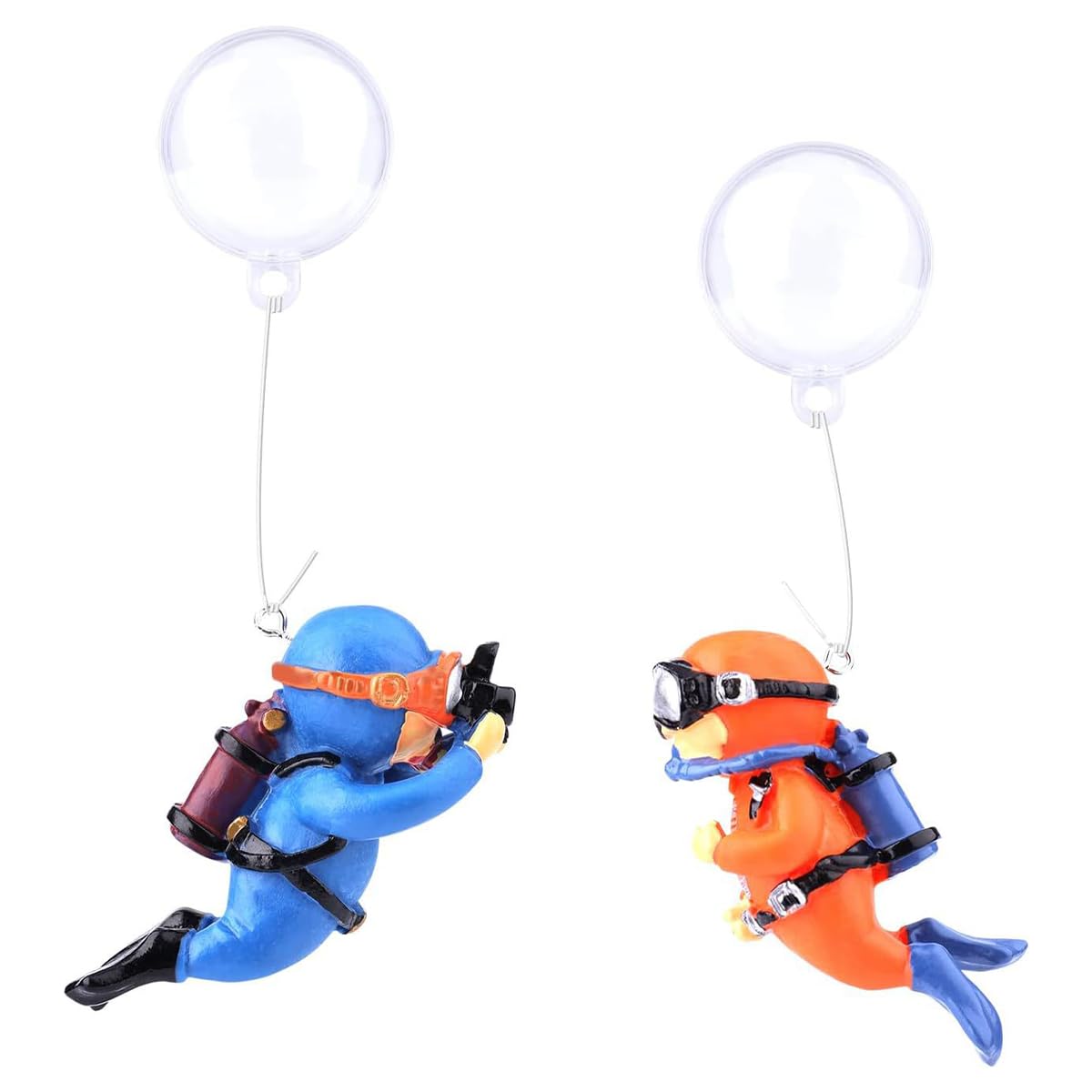 VOANZO 2PCS Aquarium Ornaments Fish Tank Decorations Floating Mini Diver Ornament -Orange+Blue - Image 4