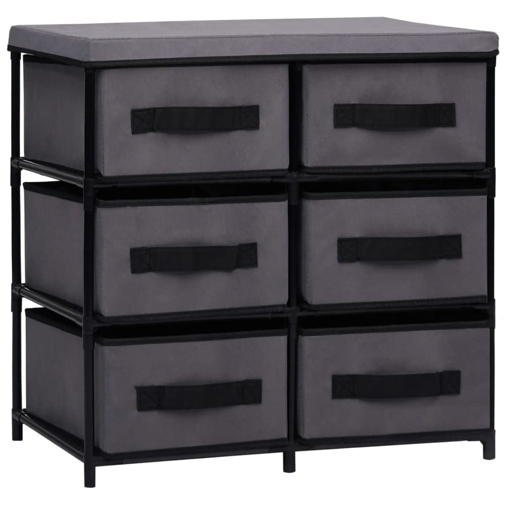 Schrank mit 6 Schubladen aus Stahl und Stoff 55×29×55 cm Grau, Aufbewahrungsschrank für Büro, Wohnzimmer, Schlafzimmer mit Stauraum und Organizer für Akten, Kleidung, Werkzeuge