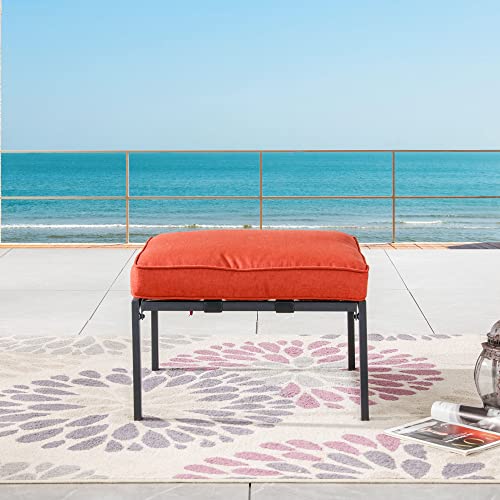 Lokatse Home Patio Footstool Outdoor Ottoman Furniture With Soft Thick Cushion For Garden Yard, Red #TOP2