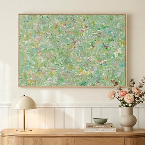 Framed Green Abstract Brushstroke Art