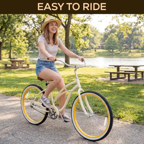 RideOrigin Beach Cruiser Bike Beige
