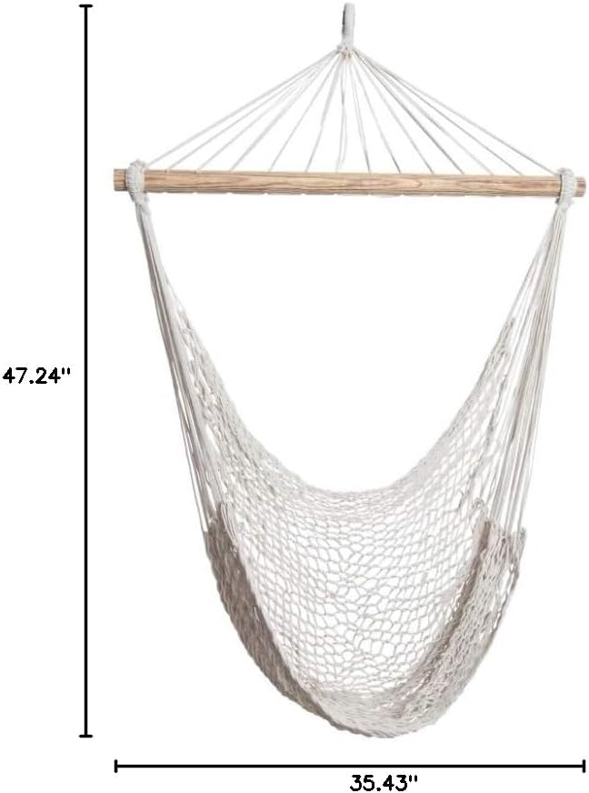 ALL NAHLO The Enedina Hammock Hanging Cotton Rope Bedrooms Swing Chair Seat 1 Unit - Straight Wood Comfortable Bed Durable Large Yard Bedroom Porch Indoor Garden Lightweight Hammocks Person Tree Stand