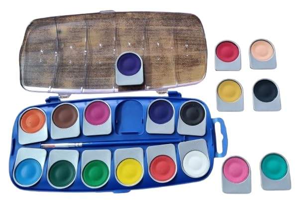 Doms Refillable 12+6 Shades Aqua Water Colour Cakes 30mm| FREE 1 Paintbrush| Rich Pigmented Colours| Useful For Artist, Students, Children & Art Lover| Pack of 1 - Image 6 thumbnail