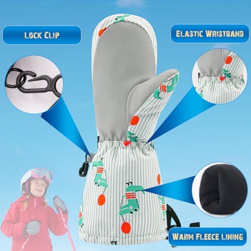 Image of BAVST Winter Kids Waterproof Gloves for Boys Girls Snow Ski Toddler Baby Mittens Outdoor for Infant Teens 1-5T