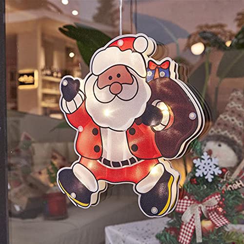 ZQX Iluminación Navideña, Luces de Navidad con Ventosa para Colgar en Ventana, Luz de Ventana Funciona con Pilas, LED Colgantes de Luz Decoración Navideña para Puerta Lámpara Vacaciones (Papá Noel) Cover