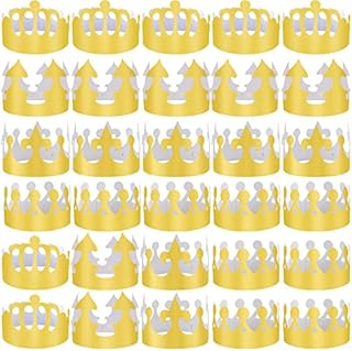SIQUK 28 Pieces Gold Paper Crowns Party King Crown Paper Hats for Kids Adults Party and Celebration