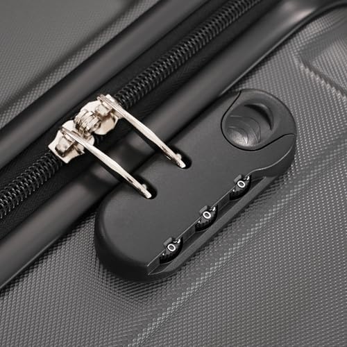 3-Piece Hardshell Luggage Sets with Double Spinner Wheels | Lightweight ABS Suitcase Set (20"+24"+28") | Side-Mounted Password Lock + Silicone Handles | Ideal for Travel & Business Trips (Charcoal)3