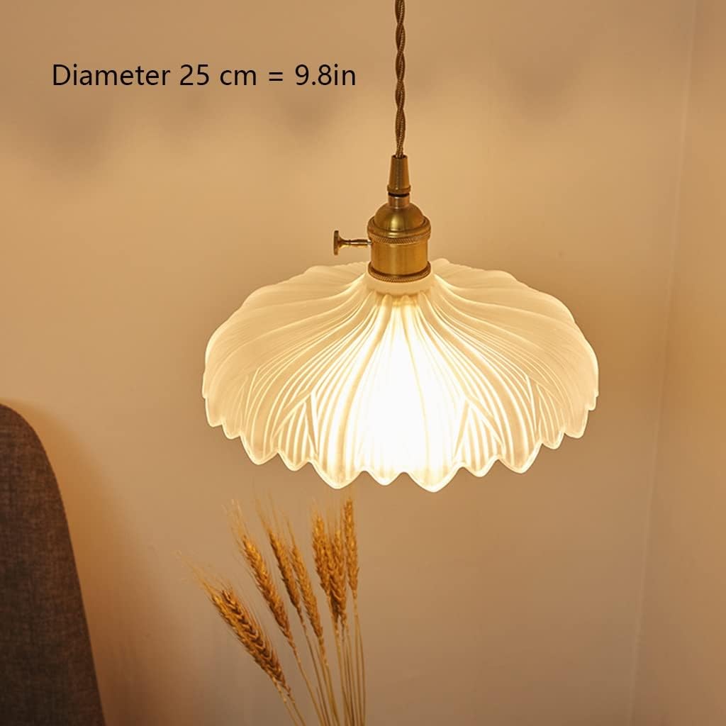 Glass Lampshade Brass Lamp Holder Adjustable Height Soft Light Suitable for Restaurant Bar Counter (Size: 25 * 8 cm) (Size : Transparent Glass 25cm)