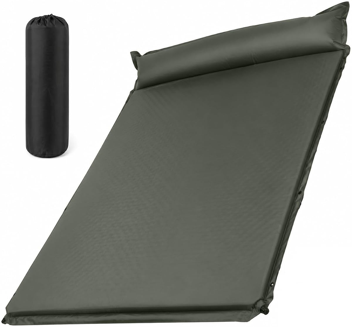 Abahub Self Inflating Sleeping Pad with Pillow, 2-3 Person, Green | Lightweight 7.94Lbs, Fast Inflating, Camping Sleeping Pad, Waterproof, Scratchproof, Travel Mat, Backpacking, Hiking