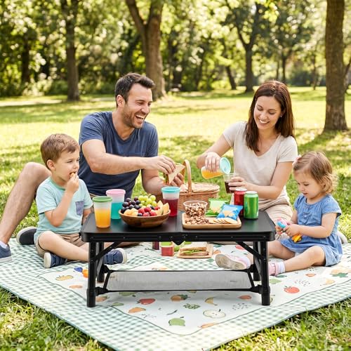 GIANTEX Mesa de Camping Plegable de Aluminio 25 x 16 pulgadas con 3 Alturas Ajustables y Red de Almacenamiento, Ligera y Portátil para Exterior miniatura 2