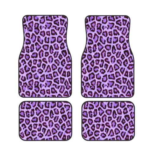 Alfombrillas de coche leopardo lila accesorios de interior para vehículos juego de 4
