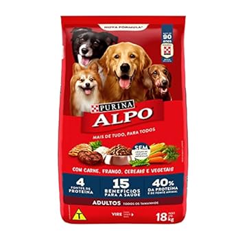 Ração Alpo para Cães Adultos Sabor Carne Grelhada com Vegetais - 18kg Purina - Sabor Carne