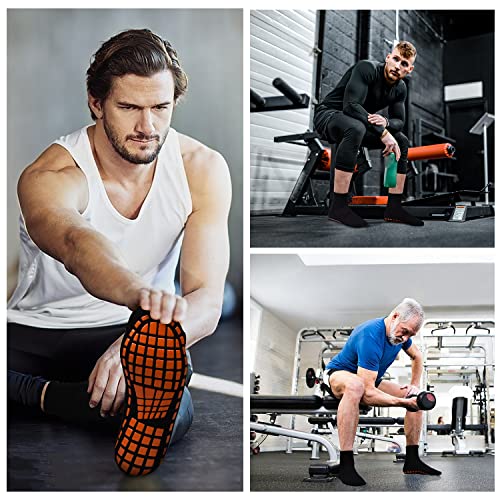 ELUTONG Men Non Slip Sticky Grips Socks 3 Pairs Tile Wood Floors Anti-Skid Workout Yoga Pilates Hospital Slipper Socks4