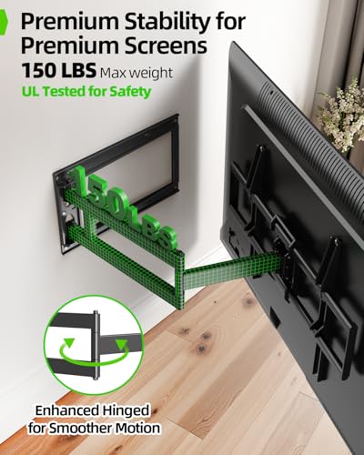 Image of USX Mount Long Arm TV Wall Mount for Most 50-100 inch TV 40 Inch Extension Full Motion TV Mount,Pre-Assembled Wall Mount with Swivel and Tilt Up to 150lbs Fits 8″ /12″ /16″ /24″ Studs VESA 900x600mm
