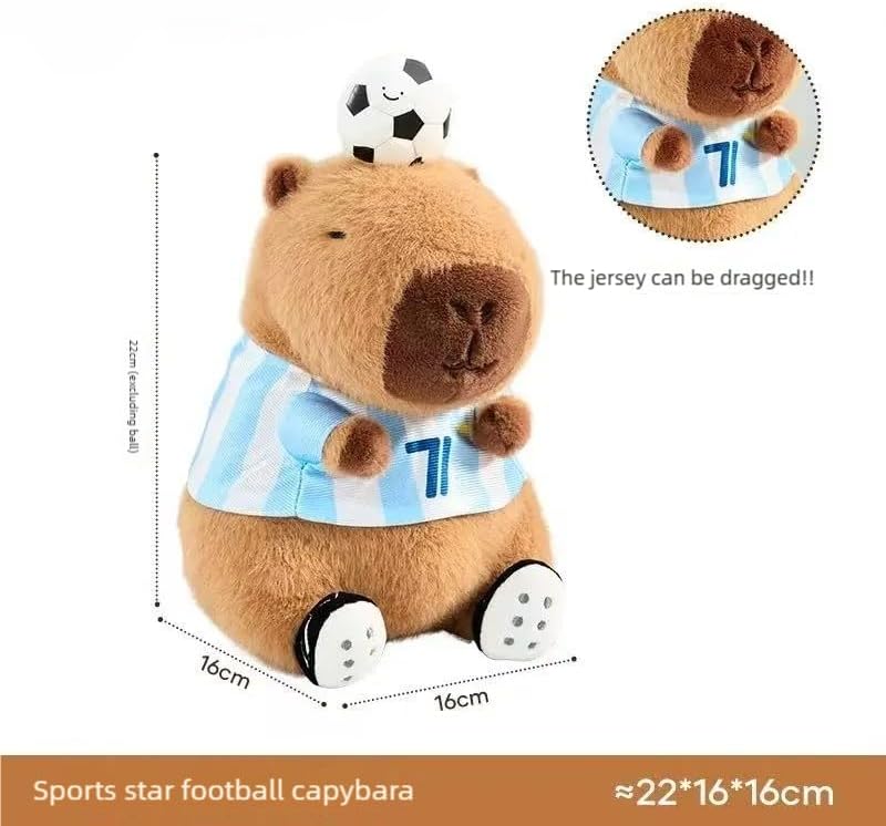 Miniatura 2 de RichRabbit Lindo juguete de peluche de Capybara de fútbol suave juguete lindo regalo de los niños marrón 9 pulgadas