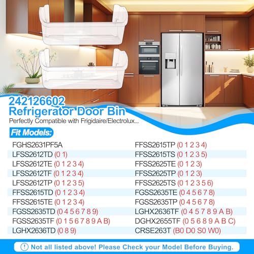 Image of [2 PACK] UPGRADED 242126602 Refrigerator Door Bin Shelf Replacement For Frigidaire Door Shelf Replacement -LFSS2612TF0 LFSS2612TF4 Frigidaire Door Bin Bottom Shelf Parts 2421266 PS12364199 Shelves