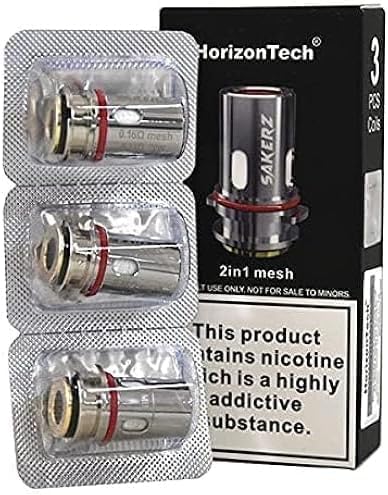 Horizon-TECH, Horizon Sakerz Replacement Coils, Press Fit Coil Installation, Push fit Design, Sub Ohm Coils, No Nicotine, 2ml Cartridge Capacity, (Pack of 6-0.17ohm 2in1)
