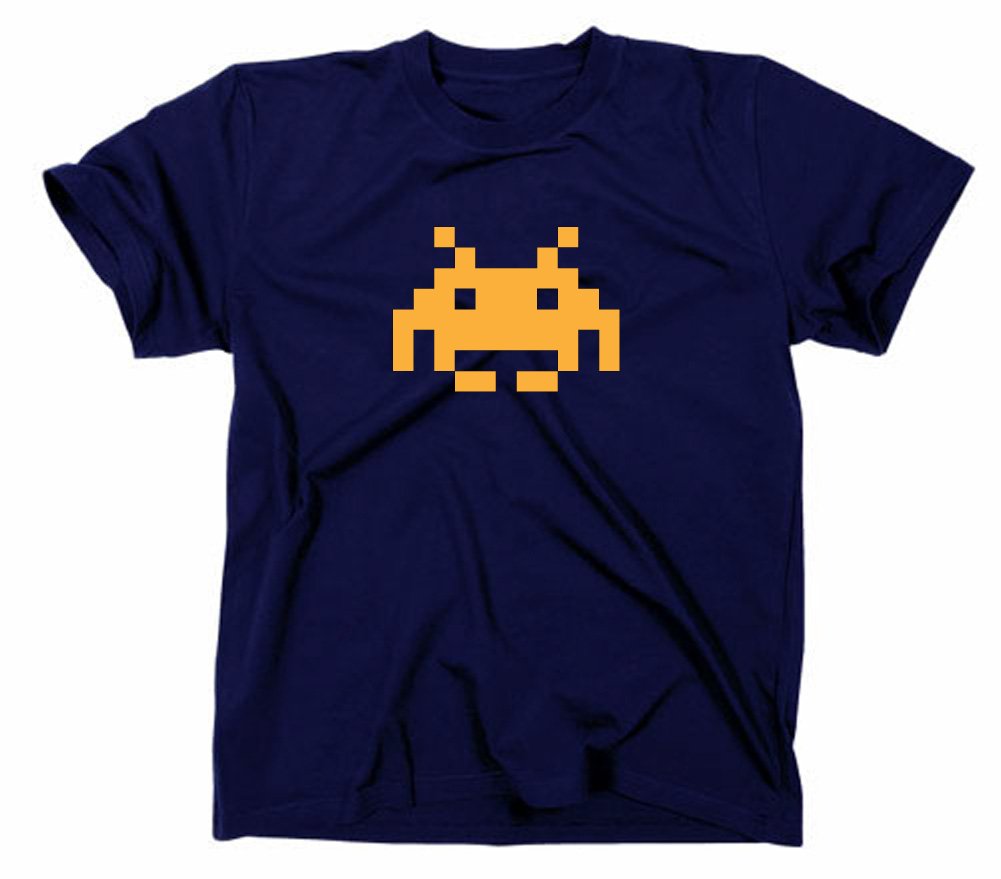 Styletex23 Men's Blue Space Invaders Retro T-Shirt, Navy, L