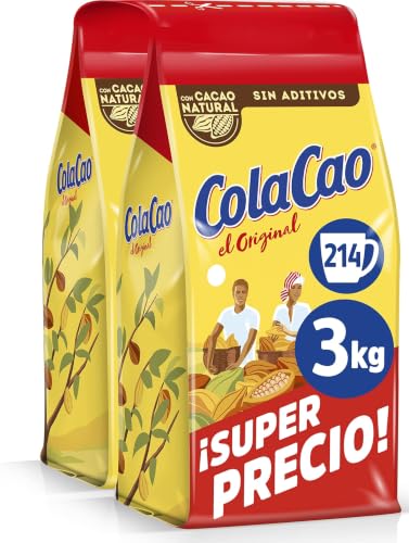 ColaCao, Original, Cacao Soluble Natural sin Aditivos - Formato Ahorro - 2x1,5kg