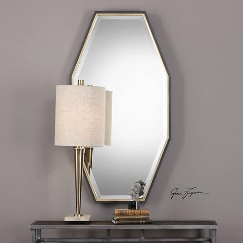 Miniatura 3 de Uttermost Savion Espejo de pared dorado y espresso de 24 x 46 pulgadas