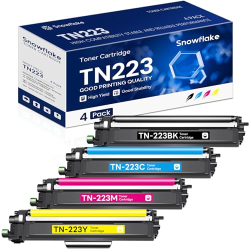 TN-223 TN223 BK/C/M/Y Toner Cartridge 4 Pack Compatible TN223 Black Cyan Magenta Yellow Toner Cartridges Set Replacement for Brother TN223 TN-223 MFC-L3710CW MFC-L3770CDW MFC-L3750CDW