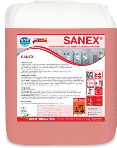 Arcora 01003 Sanex Grundreiniger und Zementschleierentferner, 10 L